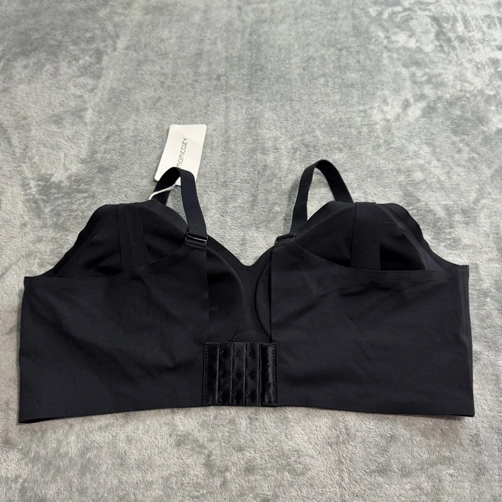NEW Momcozy Black Seamless Nursing Maternity Bra Wireless 3XL Hook Eye Closure